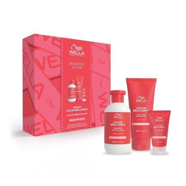 Wella Professionals Професионален комплект за поддържане на цвета на боядисана коса (фина/нормална) - Wella Professionals Invigo Color Brilliance, Limited Edition, 300 мл + 200 мл + 75 мл