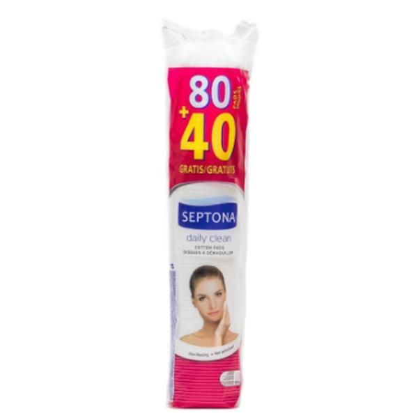 Septona Промо пакет Памучни почистващи дискове - Septona Daily Clean Cotton Pads, 80 бр + 40 бр