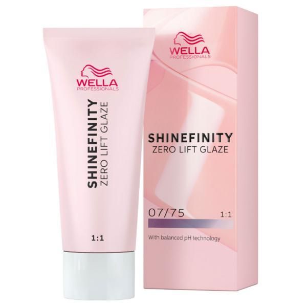 Wella Professionals Прозрачна полуперманентна боя - Wella Professionals Shinefinity Zero Lift Glaze, нюанс 07/75 Raspberry Latte (средно рус махагонов сатен), 60 мл