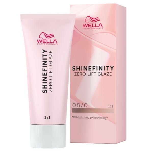 Wella Professionals Прозрачна полуперманентна боя - Wella Professionals Shinefinity Zero Lift Glaze, нюанс 08/0 Natural Latte (естествено светло русо), 60 мл