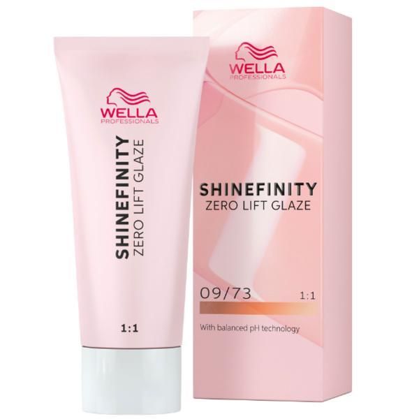 Wella Professionals Прозрачна полуперманентна боя - Wella Professionals Shinefinity Zero Lift Glaze, нюанс 09/73 Карамелено мляко (много светло златисто русо), 60 мл