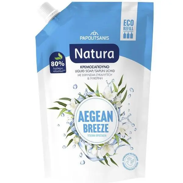 Natura Пълнител за течен сапун за ръце - Natura Aegean Breeze Liquid Soap Eco Refill, 750 мл