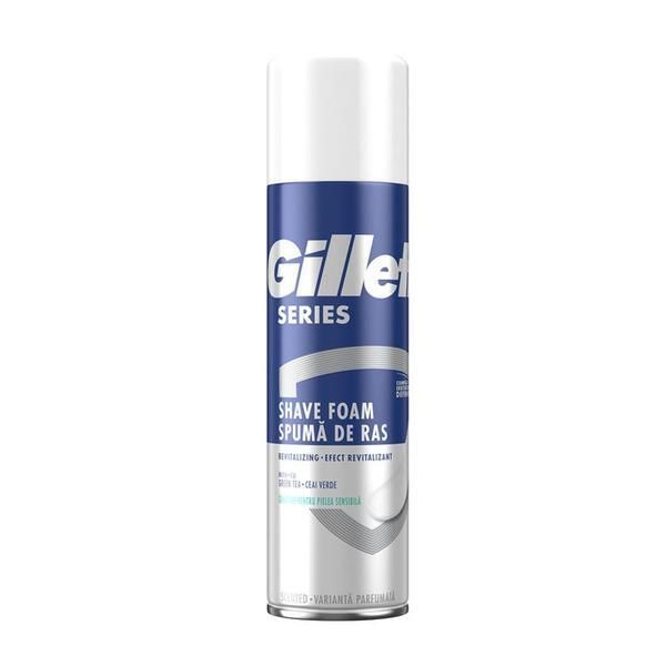 Gillette Пяна за бръснене с ревитализиращ ефект, със зелен чай - Gillette Shave Foam Revitalizing with Green Tea, 250 мл