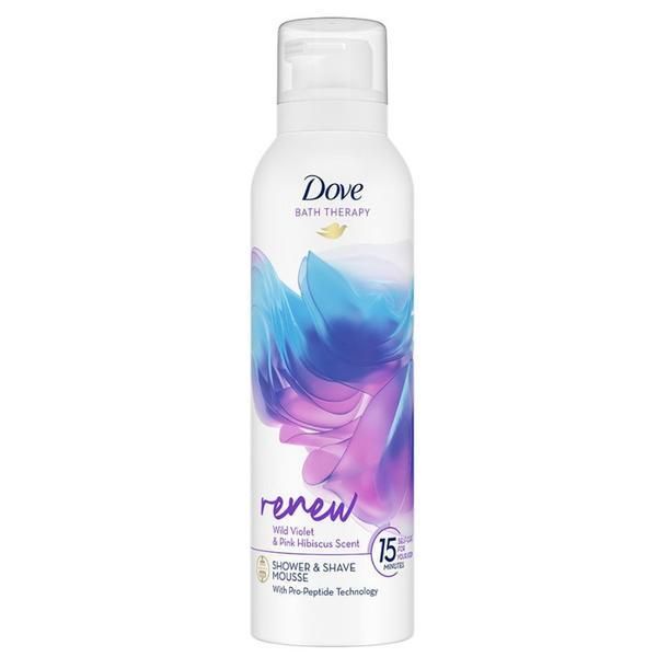 Dove Пяна за душ - Dove Bath Therapy Renew Wild Violet&amp;Pink Hibiscus Scent Shower&amp;Shave Mousse, 200 мл