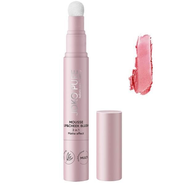 Joko Пяна за устни и бузи - Joko Pure Holistic Care &amp; Beauty Lip &amp; Cheek Blush 3 в 1 матов ефект, нюанс 02, 1 бр