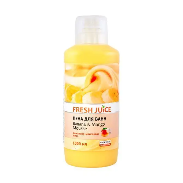 Fresh Juice Пяна за вана с млечен протеин, екстракти от манго и банан Fresh Juice, 1000мл