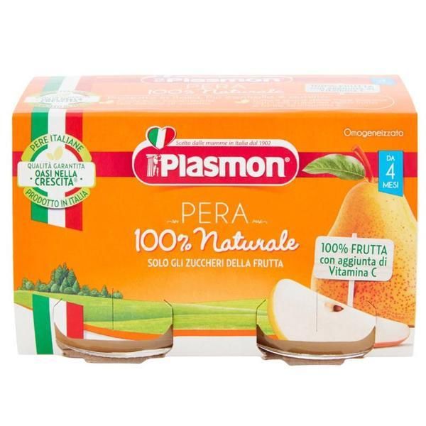 Plasmon Пюре от круши 100% Natural - Plasmon, 4 месеца+, 2 x 104 гр
