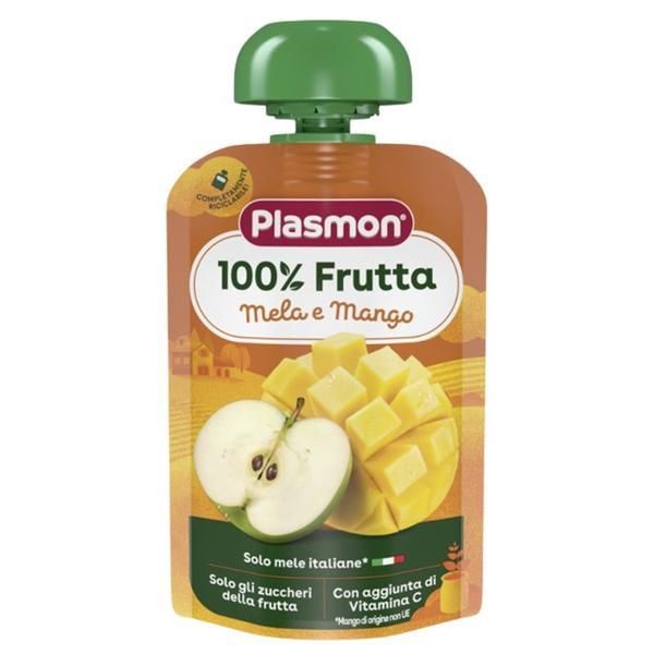 Plasmon Пюре от ябълка и манго без глутен - Plasmon 100% Frutta, 6 месеца+, 100 гр