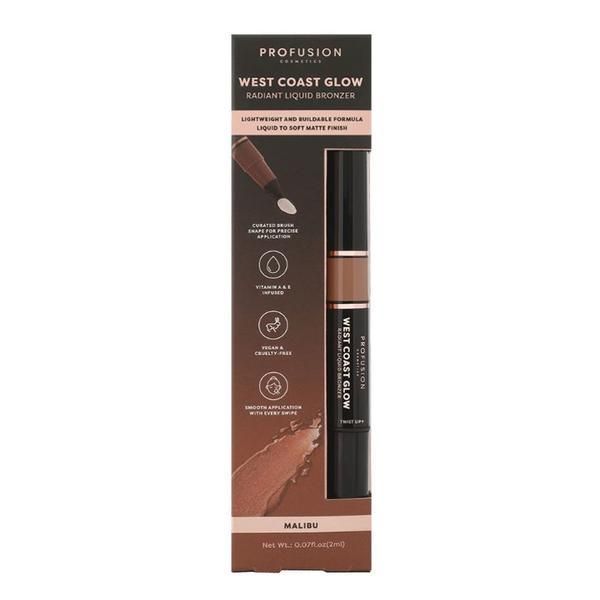 Profusion Радиантен течен бронзант - Profusion Cosmetics West Coast Glow Radiant Liquid Bronzer, нюанс Malibu, 2 мл
