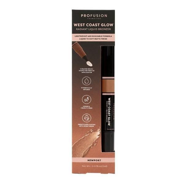 Profusion Радиантен течен бронзант - Profusion Cosmetics West Coast Glow Radiant Liquid Bronzer, нюанс Newport, 2 мл