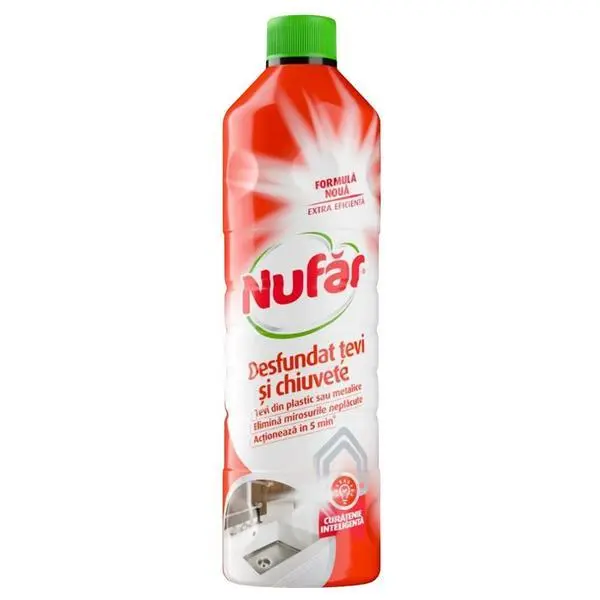 Nufar Разтвор за отпушване на канали и мивки Nufar, 1000 мл