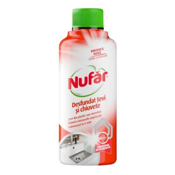 Nufar Разтвор за отпушване на канали и мивки Nufar, 375 мл
