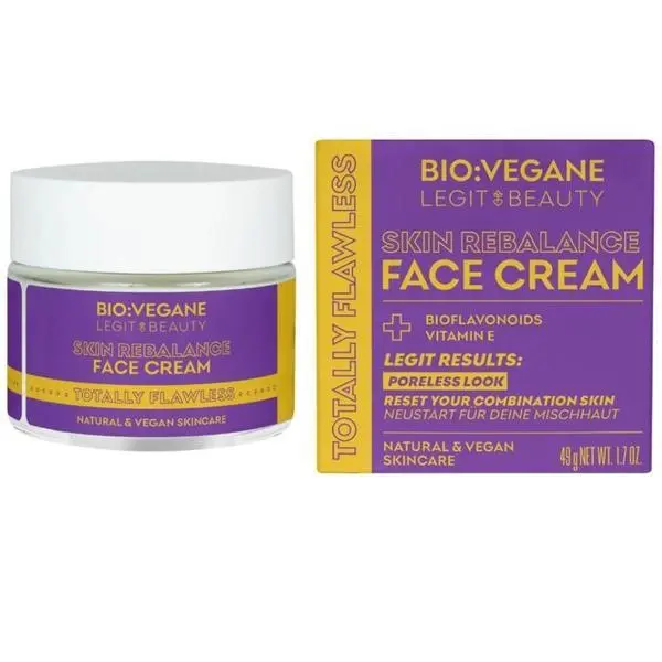 Bio:Vegane Ребалансиращ крем за лице - Bio:Vegane Legit Beauty Totally Flawless Skin Face Cream, 50 мл