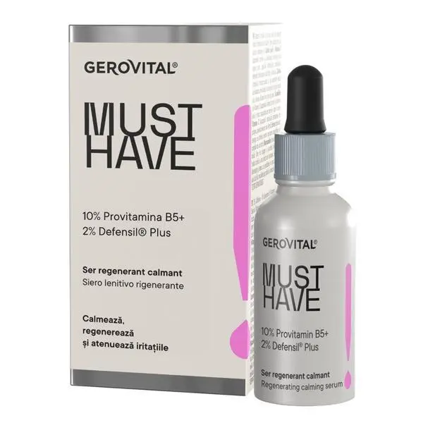 Gerovital Регенериращ успокояващ серум с 10% провитамин B5 и 2% Defensil Plus - Gerovital Must Have!, 30 мл