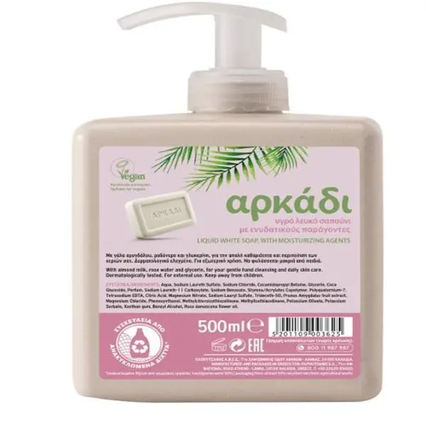 Arkadi Рехидратиращ течен сапун - Arkadi Liquid Soap с бял сапун, 500 мл