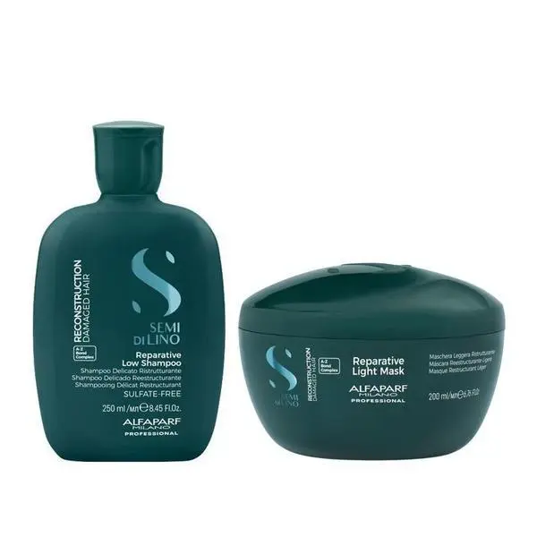 Alfaparf Milano Реконструиращ пакет за фина и увредена коса - Alfaparf Milano Semi Di Lino Reconstruction Reparative A - Z Bond Complex: Шампоан 250 мл, Маска 200 мл