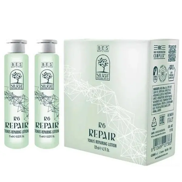 Bes Реконструктивен лосион за третиране на косата - Bes Silkat R6 Tonus Repairing Lotion, 8 ампули x 15 мл