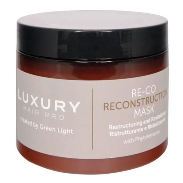 Green Light Реструктурираща и ревитализираща маска за коса - Re-Co Reconstruction Mask with Phytokeratine Luxury Hair Pro, Green Light, 500 мл