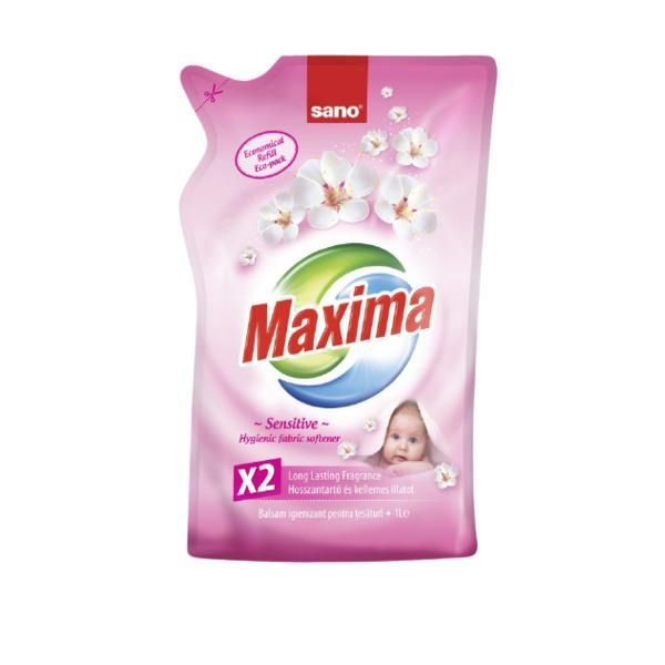 Sano Резерва балсам за пране за чувствителна кожа - Sano Maxima Sensitive Hygienic Fabric Softener Refill, 1000 мл