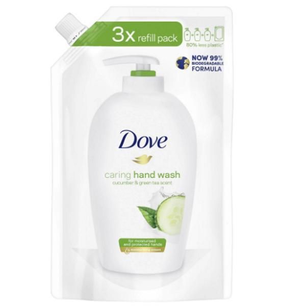 Dove Резерва Течен сапун с краставица и зелен чай - Dove Caring Hand Wash Fresh Touch Refill Pack, 750 мл