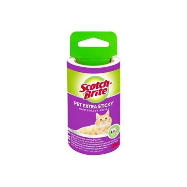 3M Резерва за супер залепващ мъх и ролка за косми за домашни любимци - 3M Scotch-Brite Pet Extra Sticky Hair Roller 1 б