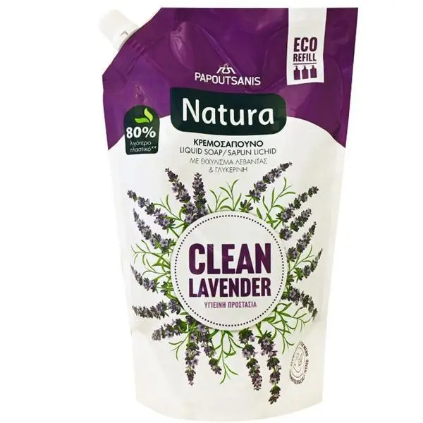 Natura Резерва за течен сапун за ръце - Natura Clean Lavender Liquid Soap Eco Refill, 750 мл