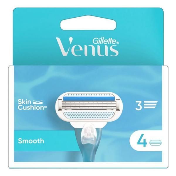 Gillette Резервни части за самобръсначки с 3 остриета за жени - Gillette Venus Smooth, 4 бр