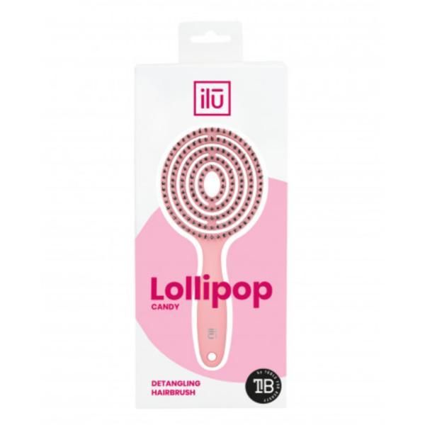 Ilu Розова четка за коса Ilu Hair Brush Lollipop Candy
