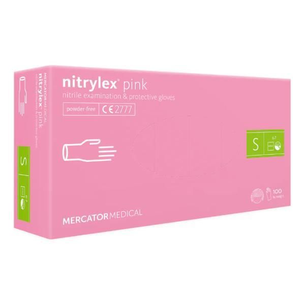 Nitrylex Розови ръкавици за преглед - Nitrylex Pink Nitrile Examination &amp; Protective Gloves, размер S, 100 бр
