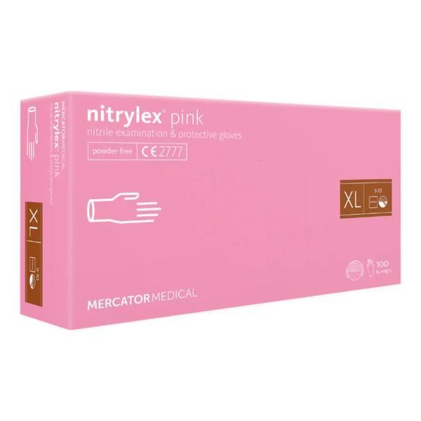 Nitrylex Розови ръкавици за преглед - Nitrylex Pink Nitrile Examination &amp; Protective Gloves, размер XL, 100 бр