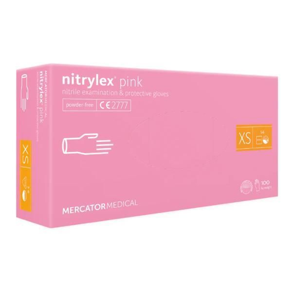 Nitrylex Розови ръкавици за преглед - Nitrylex Pink Nitrile Examination &amp; Protective Gloves, размер XS, 100 бр