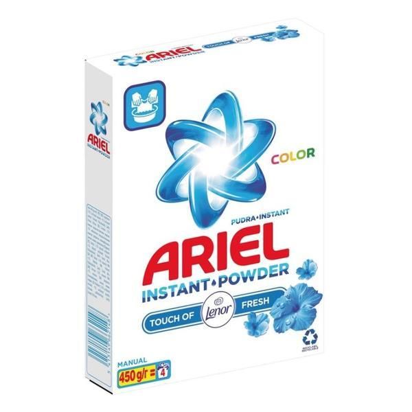 Ariel Ръчен прах за пране на цветни дрехи - Ariel Color Instant Powder Touch на Lenor Fresh, 450 гр
