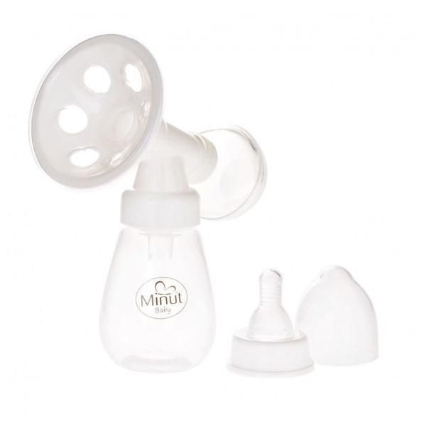 Minut Ръчна помпа за кърма с биберон и капачка на бутилката 125 мл - Minut Baby, 1 опаковка
