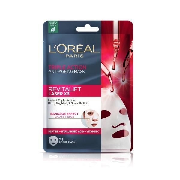 L'Oreal Paris Салфетна маска против бръчки с тройно действие - L&#039;Oreal Paris Revitalift Laser x3 Tissue Mask, 1 бр