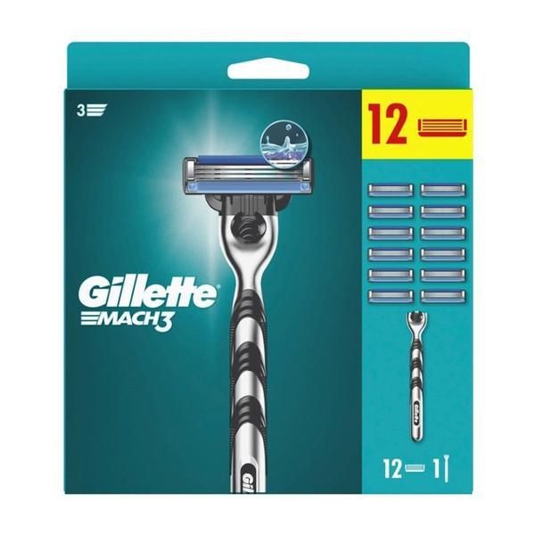 Gillette Самобръснач + 12 резервни части - Gillette Mach 3, 1 бр