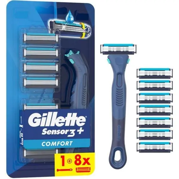 Gillette Самобръсначка + 8 пълнителя - Gillette Sensor 3+ Comfort, 1 бр