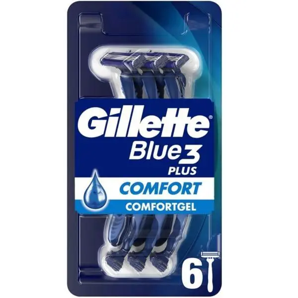 Gillette Самобръсначка - Gillette Blue 3 Plus Comfort Comfortgel, 6 бр