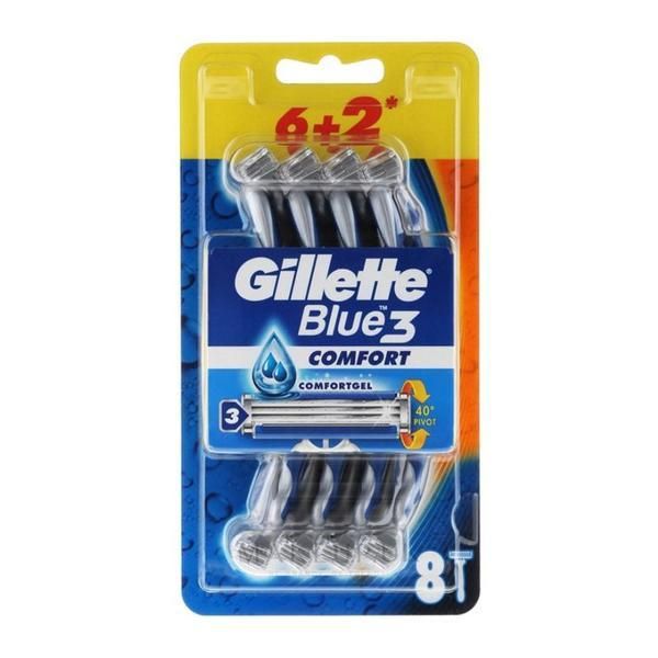 Gillette Самобръсначка с 3 ножчета - Gillette Blue 3 Comfort, 8 бр