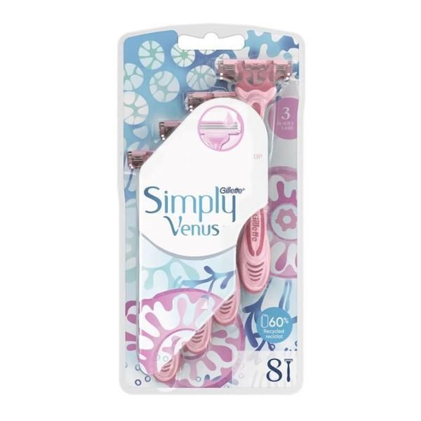 Gillette Самобръсначка с 3 ножчета за жени - Gillette Venus Simply, 8 бр