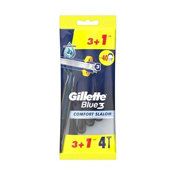 Gillette Самобръсначка с 3 остриета - Gillette Blue 3 Comfort Slalom, 4 бр