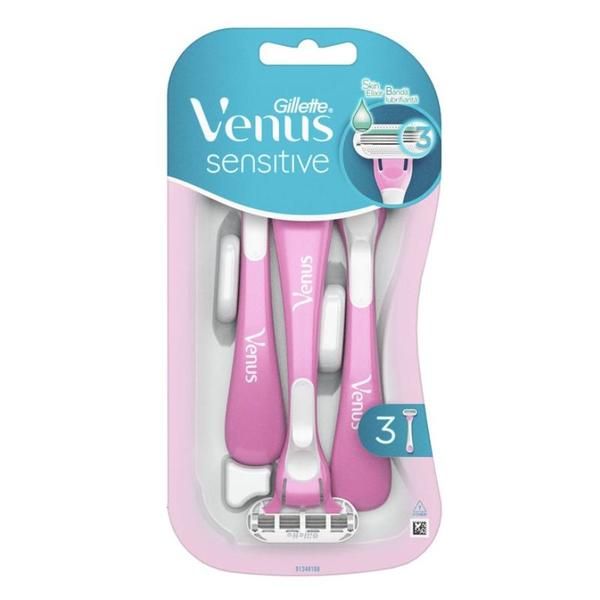 Gillette Самобръсначка за чувствителна кожа с 3 остриета - Gillette Venus Sensitive, 3 бр