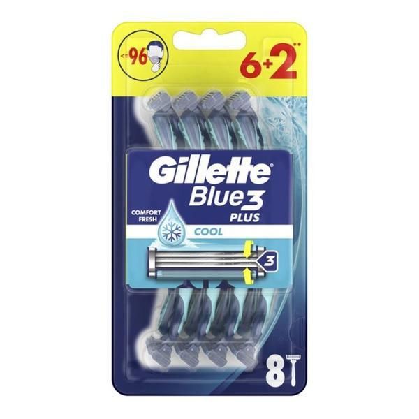 Gillette Самобръсначката с 3 ножчета - Gillette Blue 3 Plus Cool Comfort Fresh, 8 бр