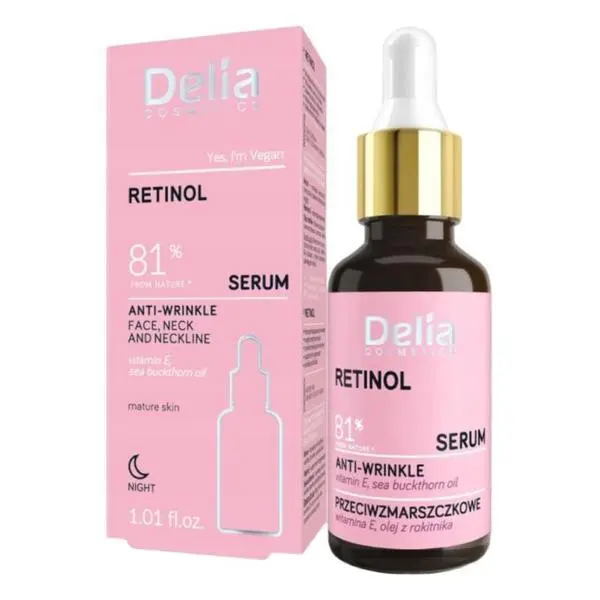 Delia Cosmetics Серум против бръчки с ретинол за лице и шия, Delia Cosmetics, 30 мл