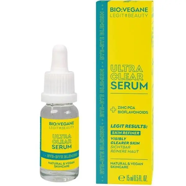 Bio:Vegane Серум против несъвършенства - Bio:Vegane Legit Beauty Ultra Clear Serum Bye-bye Blemish, 15 мл