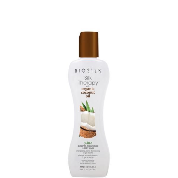 Biosilk Шампоан, Балсам и Душ гел 3 в1 - Biosilk Farouk Silk Therapy with Coconut Oil 3 in 1 Shampoo, Conditioner &amp; Body Wash, 167мл