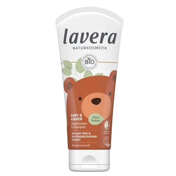 Lavera Шампоан и душ гел за бебета и деца, без аромат - Lavera Baby &amp; Kinder Waschlotion &amp; Shampoo, 200 мл