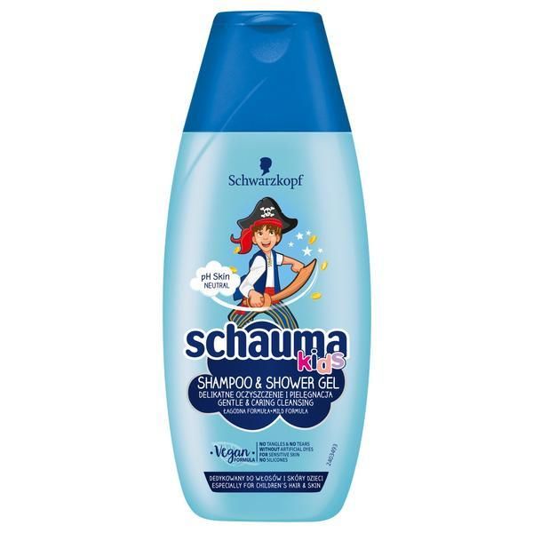 Schauma Шампоан и душ гел за момчета за коса и кожа - Schwarzkopf Schauma Kids, 250 мл