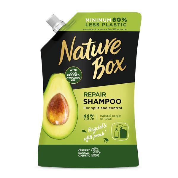 Nature Box Шампоан резерва за увредена коса със студено пресовано масло от авокадо - Nature Box, 500мл