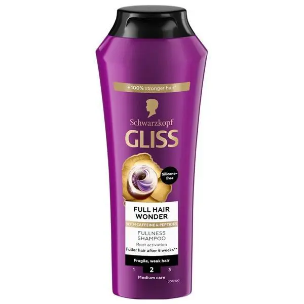 Gliss Шампоан с кофеин и пептиди за чуплива коса - Schwarzkopf Gliss Full Hair Wonder Fullness Shampoo for Fragile, Weak Hair, 250 мл