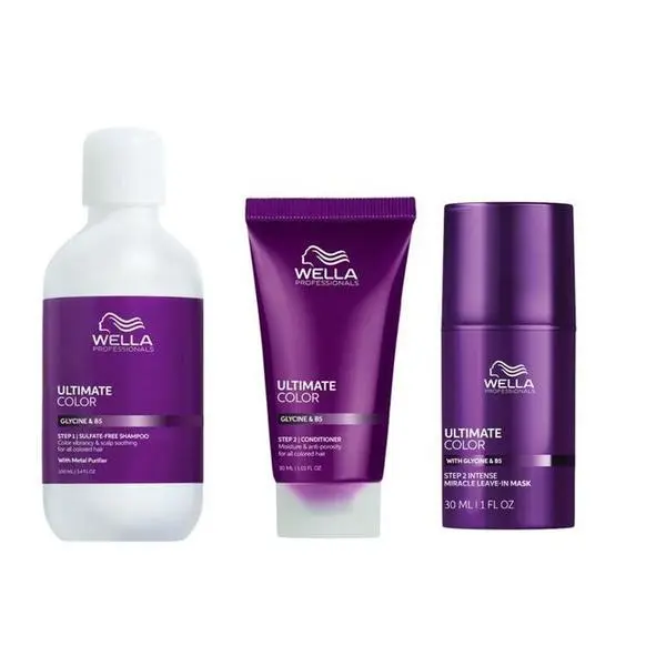 Wella Professionals Шампоан за боядисана коса Wella Professionals Ultimate Color с глицин и B5: Шампоан 100 мл, Балсам 30 мл, Маска без отмиване 30 мл